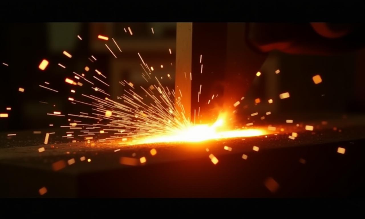 Forgia Ruggente: Scintille di metallo durante la forgiatura